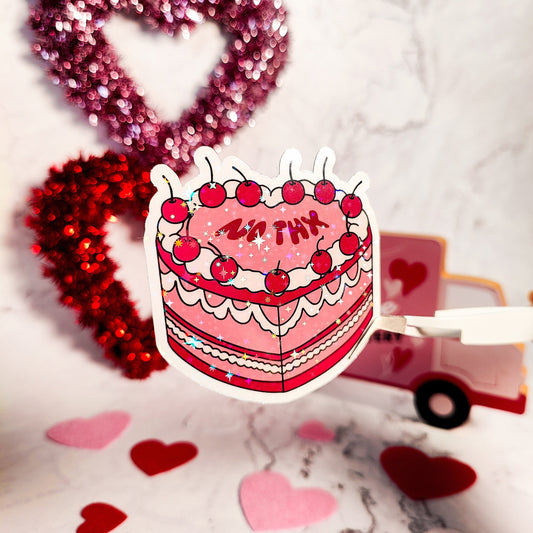 No Thanks Cherry Cake Holographic Sticker