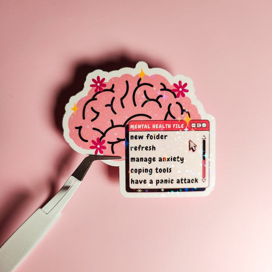 Brain Mental Health File Holographic Sticker