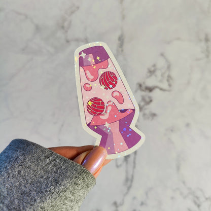 Retro Concha Lava Lamp Holographic Sticker