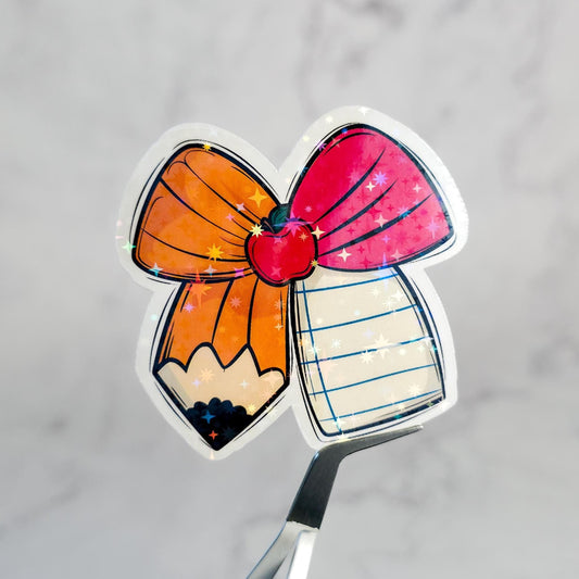 Teacher Bow Holographic Sticker