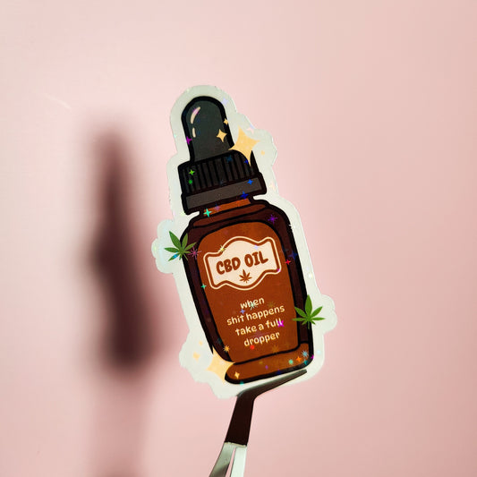 CBD Oil Tincture Holographic Sticker