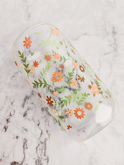 Minimal Spring Floral Glass Cup