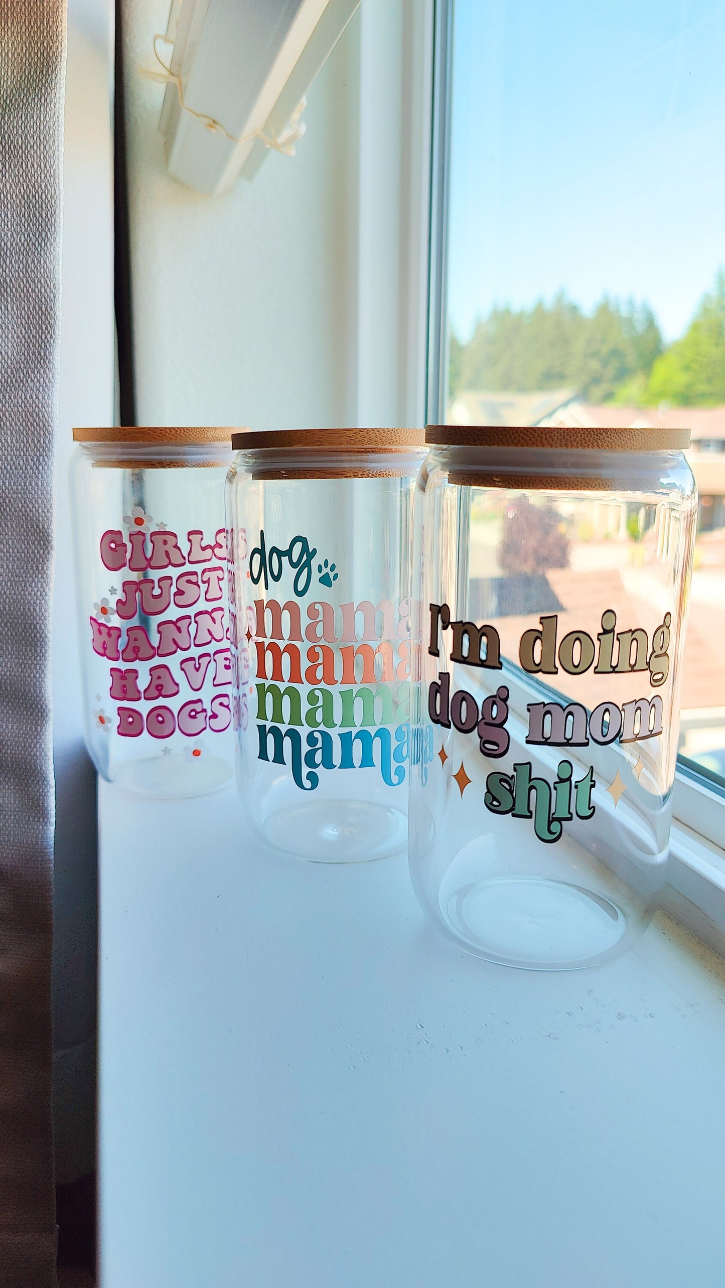 Dog Mama Glass Coffee Cup, Cat Mama Glass Coffee Libbey, Dog and Cat Lovers, Paw Print Beer Glass, Pastel Fur Baby Personalized Glass Tumber