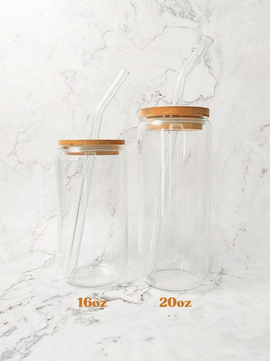 Minimal Autumn Leaves Coffee Glass Can, Cute Libbey, Fall Cup, Cozy Beer Can with Bamboo Lid, Fall Season Gift