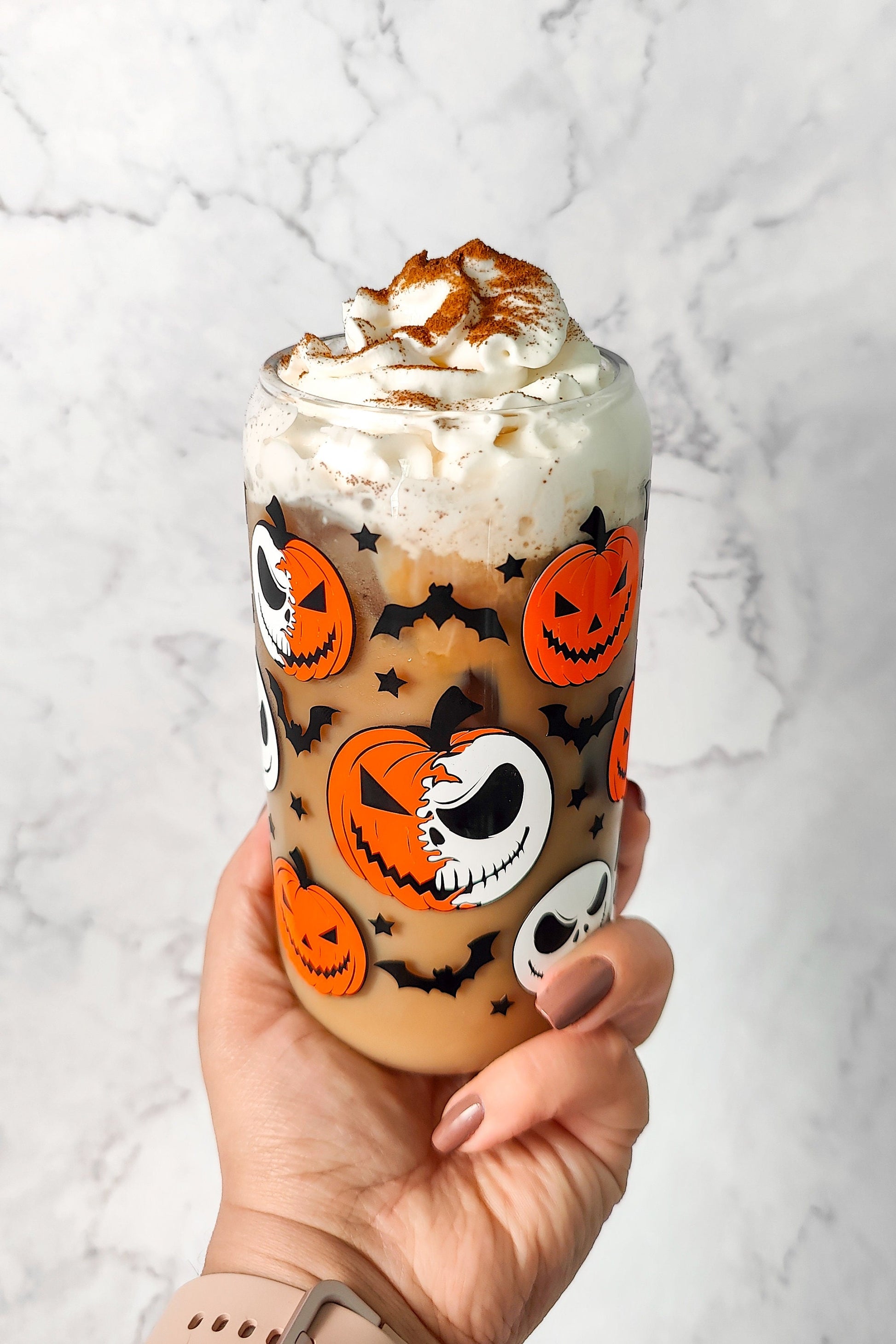 Pumpkin Jack Halloween Cup, Color Changing Pumpkin Jack Glass Can, Halloween Glass Libbey Can, Pumpkin King, Halloween Skeleton Beer Can