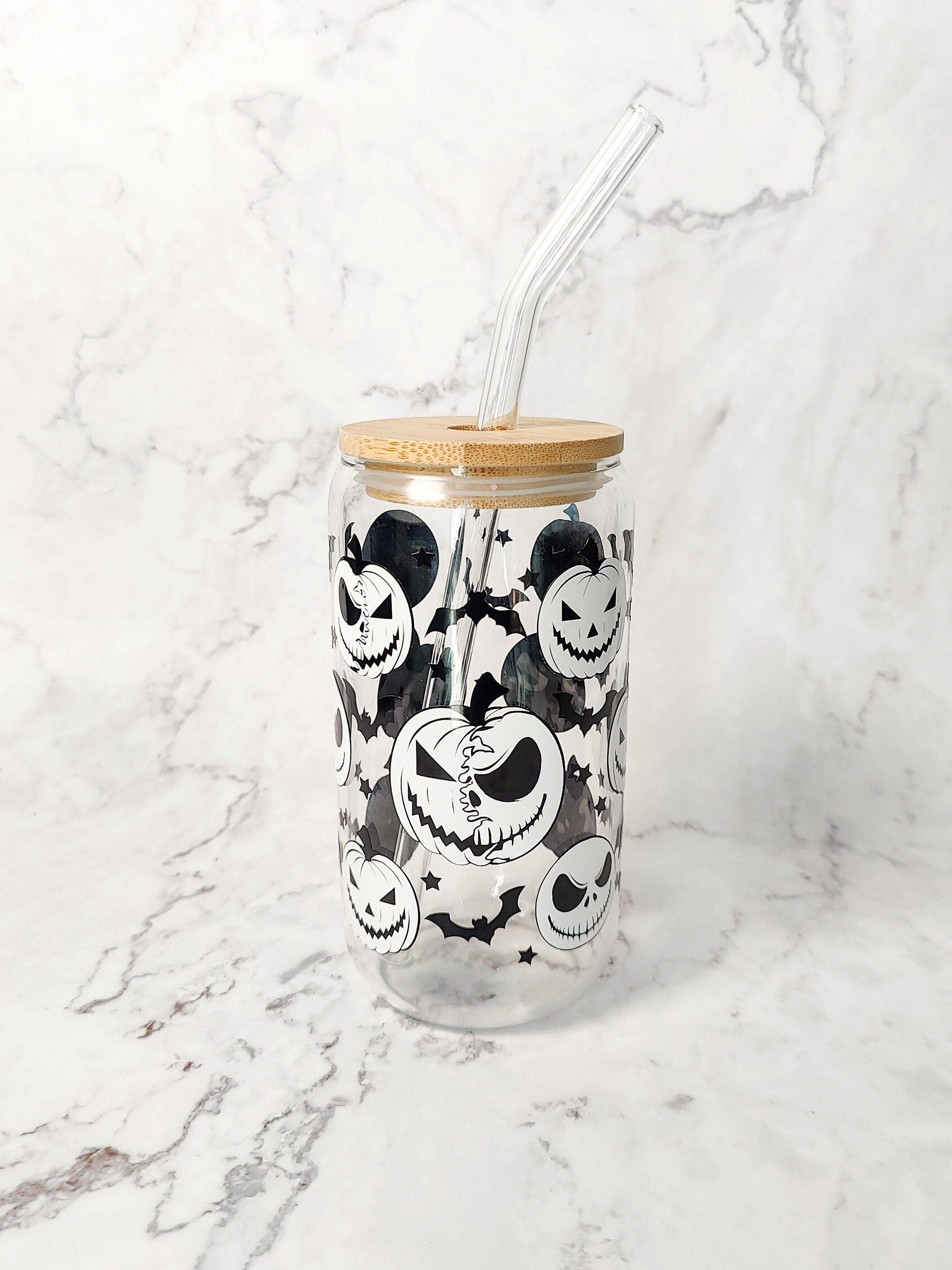 Pumpkin Jack Halloween Cup, Color Changing Pumpkin Jack Glass Can, Halloween Glass Libbey Can, Pumpkin King, Halloween Skeleton Beer Can