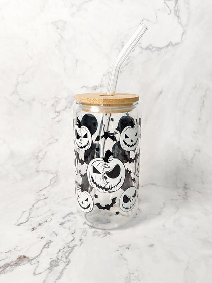 Pumpkin Jack Halloween Cup, Color Changing Pumpkin Jack Glass Can, Halloween Glass Libbey Can, Pumpkin King, Halloween Skeleton Beer Can