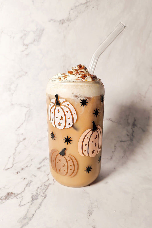 Witchy Halloween Pumpkin Cup, Autumn Pumpkin Libbey Beer Glass, Cute Fall Cup, Autumn Iced Coffee Can, Halloween and Fall Gift