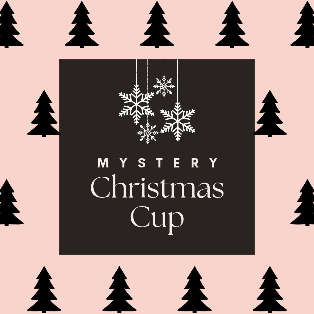 MYSTERY CHRISTMAS CUP, Iced Coffee Christmas Glass Cup with Bamboo Lid, Secret Santa Christmas Gift, 16oz and 20oz Holiday Libbey