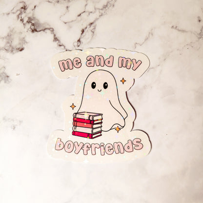 Me and My Boyfriends Ghost Holographic Sticker, Bookish Sticker, Booktok Laptop/Water Bottle Sticker, Water Resistant, Cute Bookworm Gift