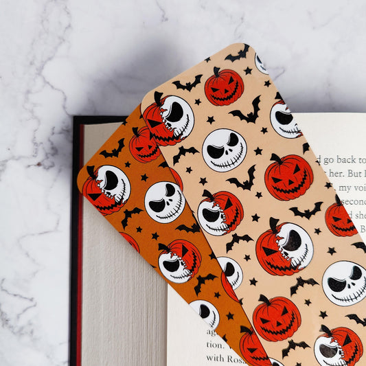 Pumpkin Jack Bookmark, Double Sided Laminated Paper Bookmark, Halloween Page Marker, Cute Book Accessory, Spooky Bookish Gift