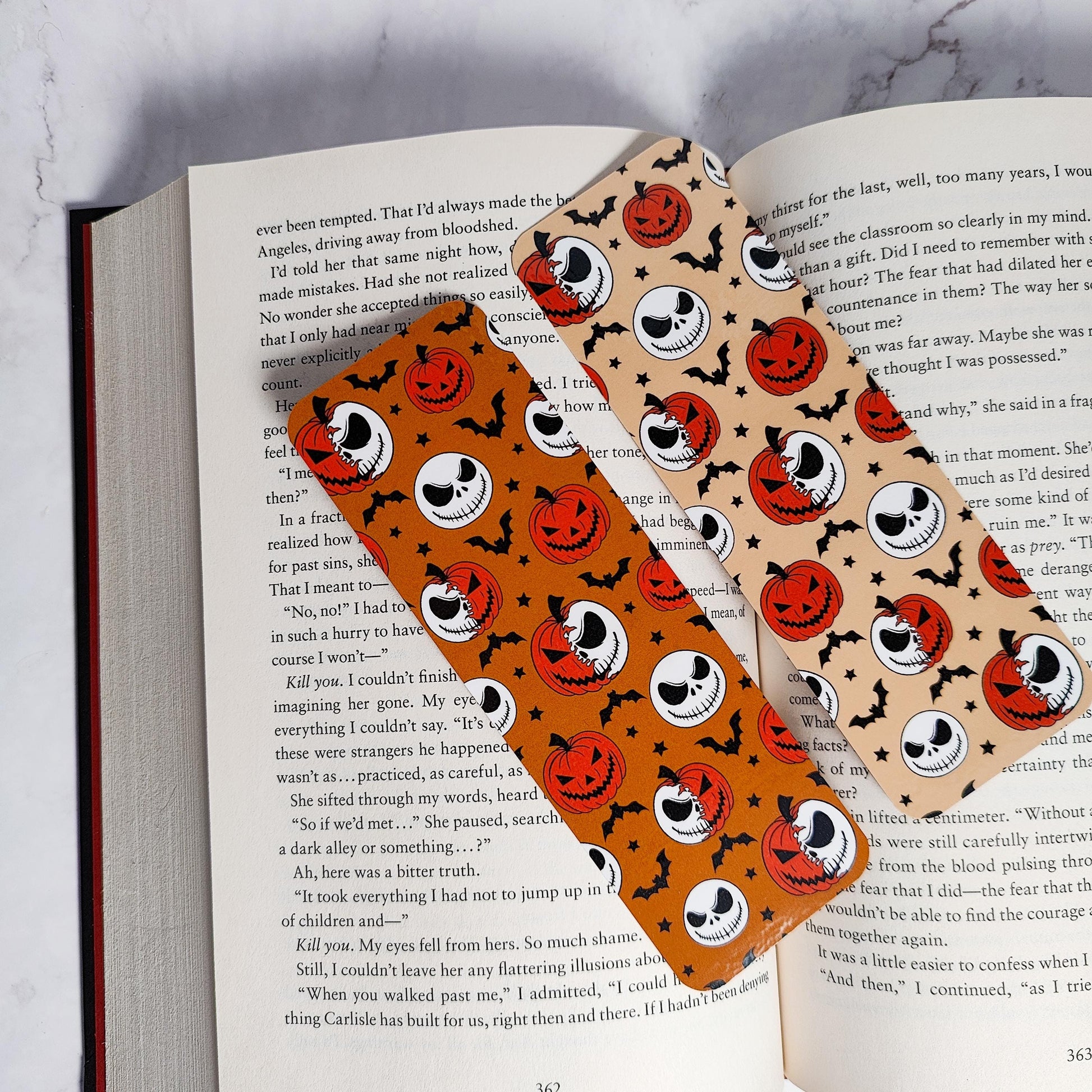 Pumpkin Jack Bookmark, Double Sided Laminated Paper Bookmark, Halloween Page Marker, Cute Book Accessory, Spooky Bookish Gift