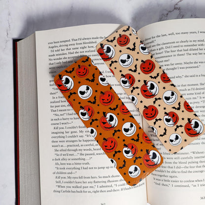 Pumpkin Jack Bookmark, Double Sided Laminated Paper Bookmark, Halloween Page Marker, Cute Book Accessory, Spooky Bookish Gift