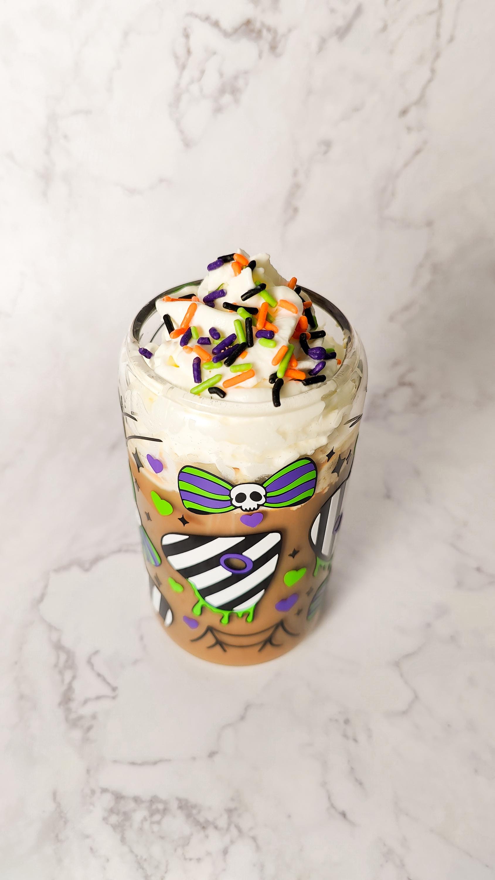 Strange And Unusual Coffee Glass Can, Halloween Beer Cup with Bamboo Lid, Spooky Glass Coffee Cup, Never Trust The Living Gift