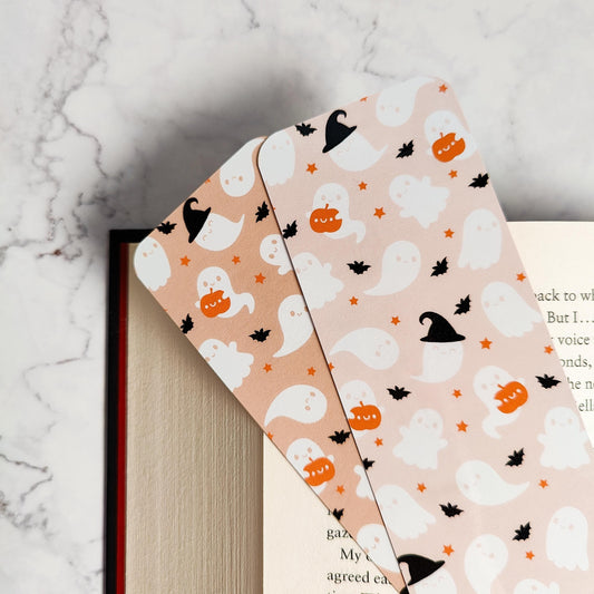 Ghosts Witch Hats Bookmark, Double Sided Laminated Paper Bookmark, Halloween Page Marker, Cute Book Accessory, Spooky Bookish Gift