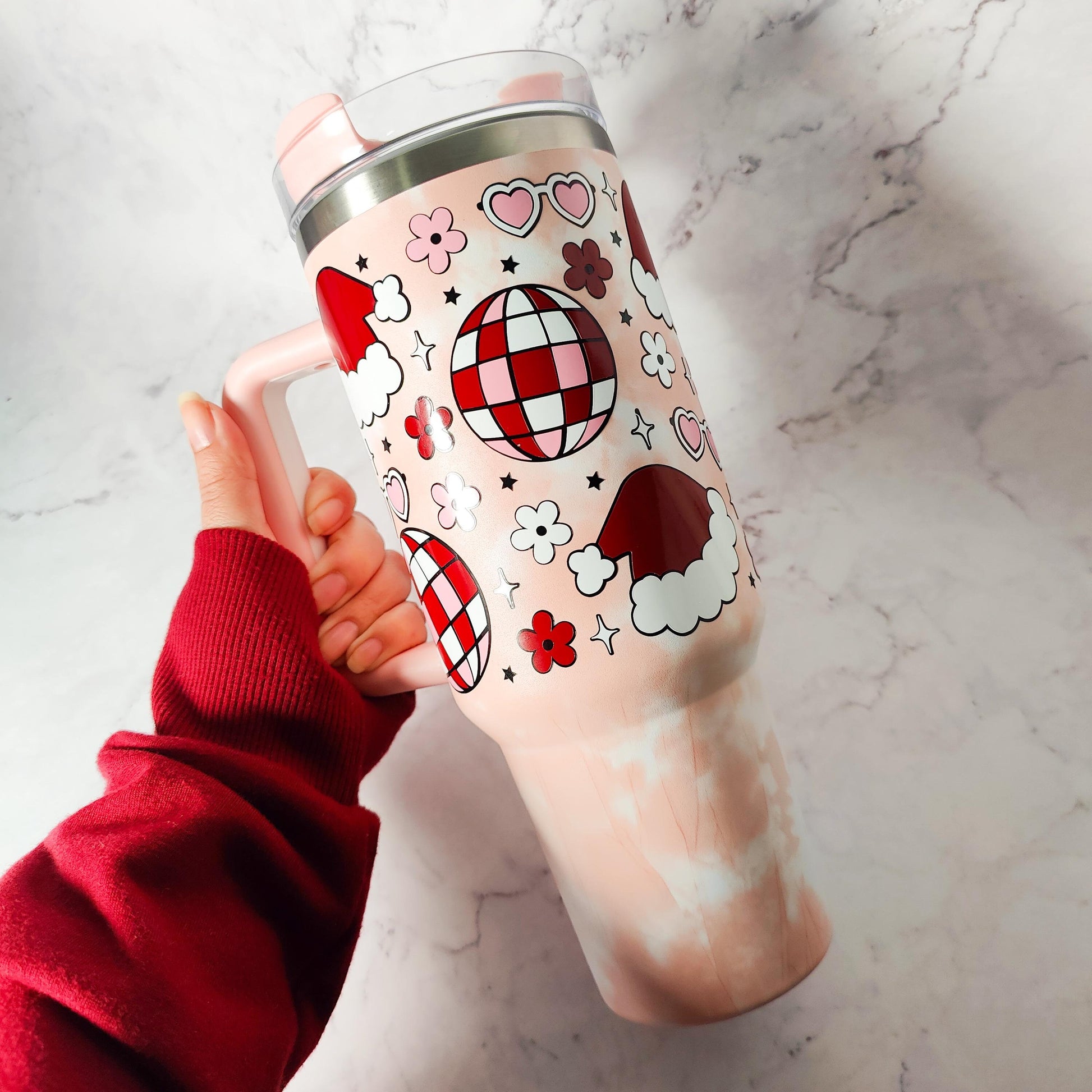 Groovy Christmas 40oz Insulated Tumbler, Cute Retro Cup, Christmas Present, Reusable Thermos with Straw, Stocking Stuffer, Holiday Gift