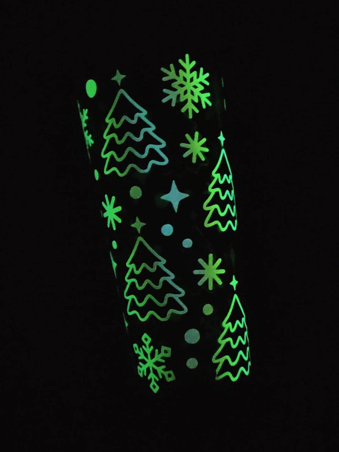 Christmas Trees 24oz Acrylic Tumbler, Glow In The Dark Christmas Cup, Snowflakes, Reusable Cup with Straw, Stocking Stuffer, Holiday Gift