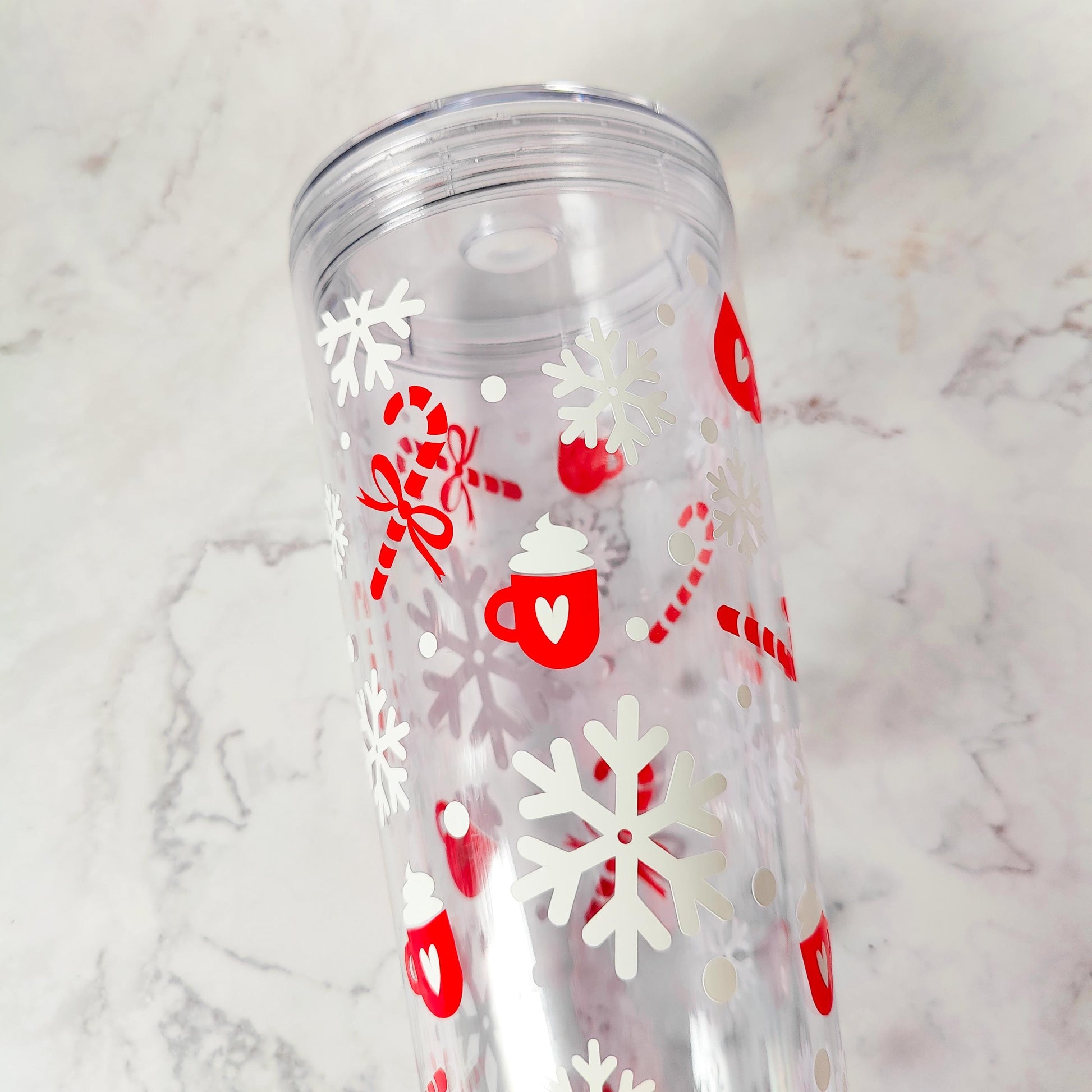 Christmas Mugs 24oz Acrylic Tumbler, Cute Christmas Cup, Candy Canes, Reusable Cup with Straw, Stocking Stuffer, Holiday Gift