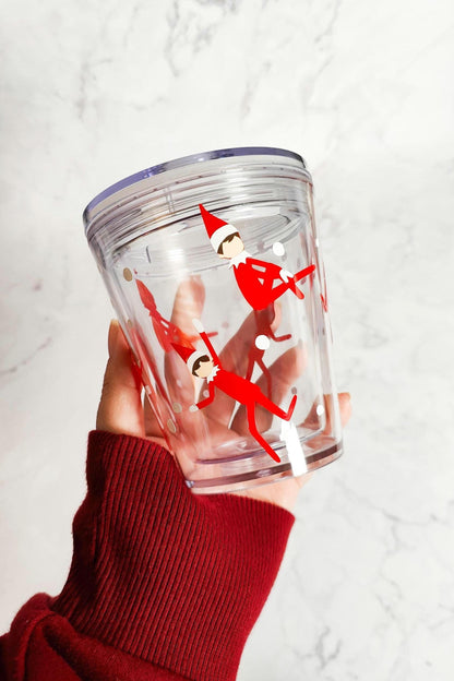 Cute Elf 10oz Acrylic Tumbler, Christmas Kids Cup, Christmas Gift, Kids Themed, Advent Calendar Gift, Holiday Stocking Stuffer