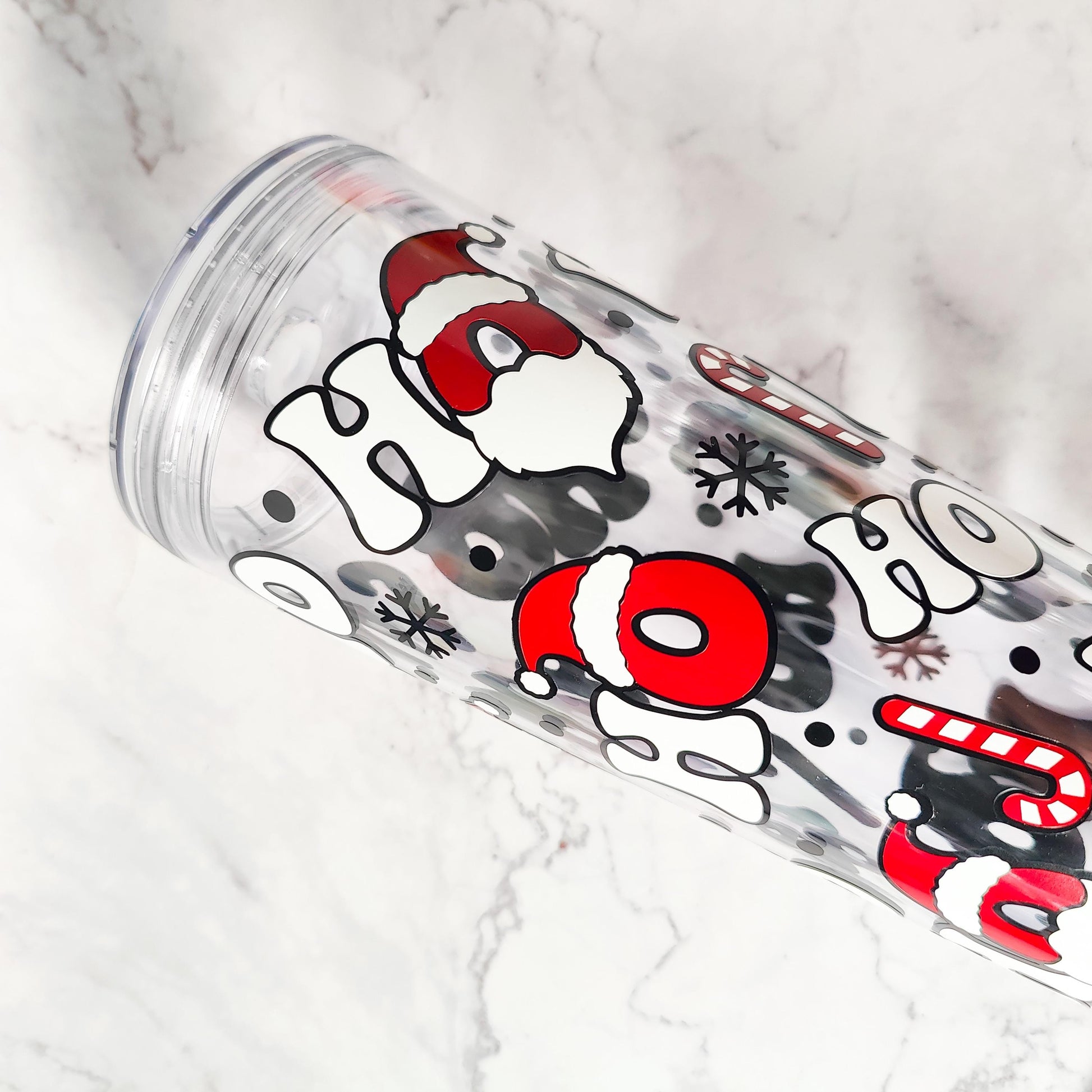 Ho Ho Ho 24oz Acrylic Tumbler, Cute Christmas Cup, Christmas Gift, Reusable Cup with Straw, Stocking Stuffer, Holiday Gift