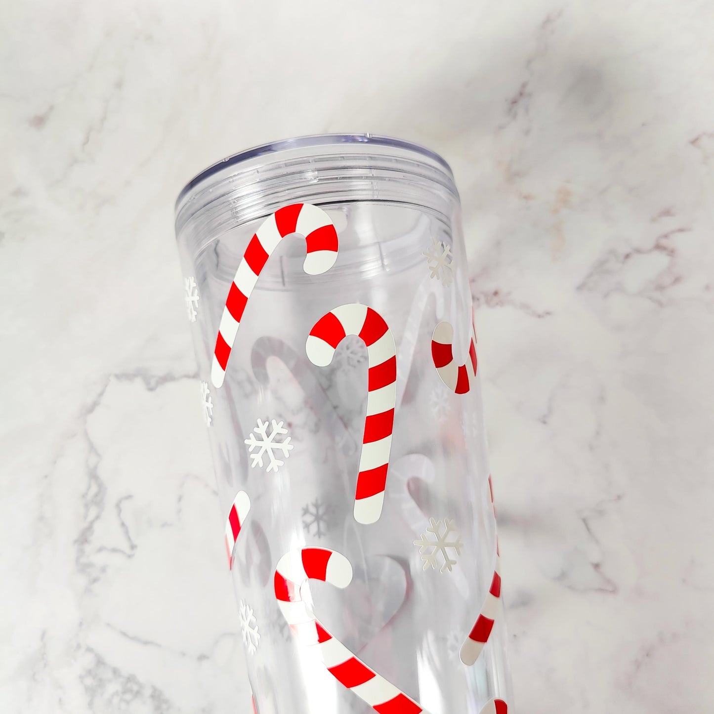 Candy Canes 24oz Acrylic Tumbler, Cute Candy Cane Cup, Christmas Present, Reusable Cup with Straw, Stocking Stuffer, Holiday Gift