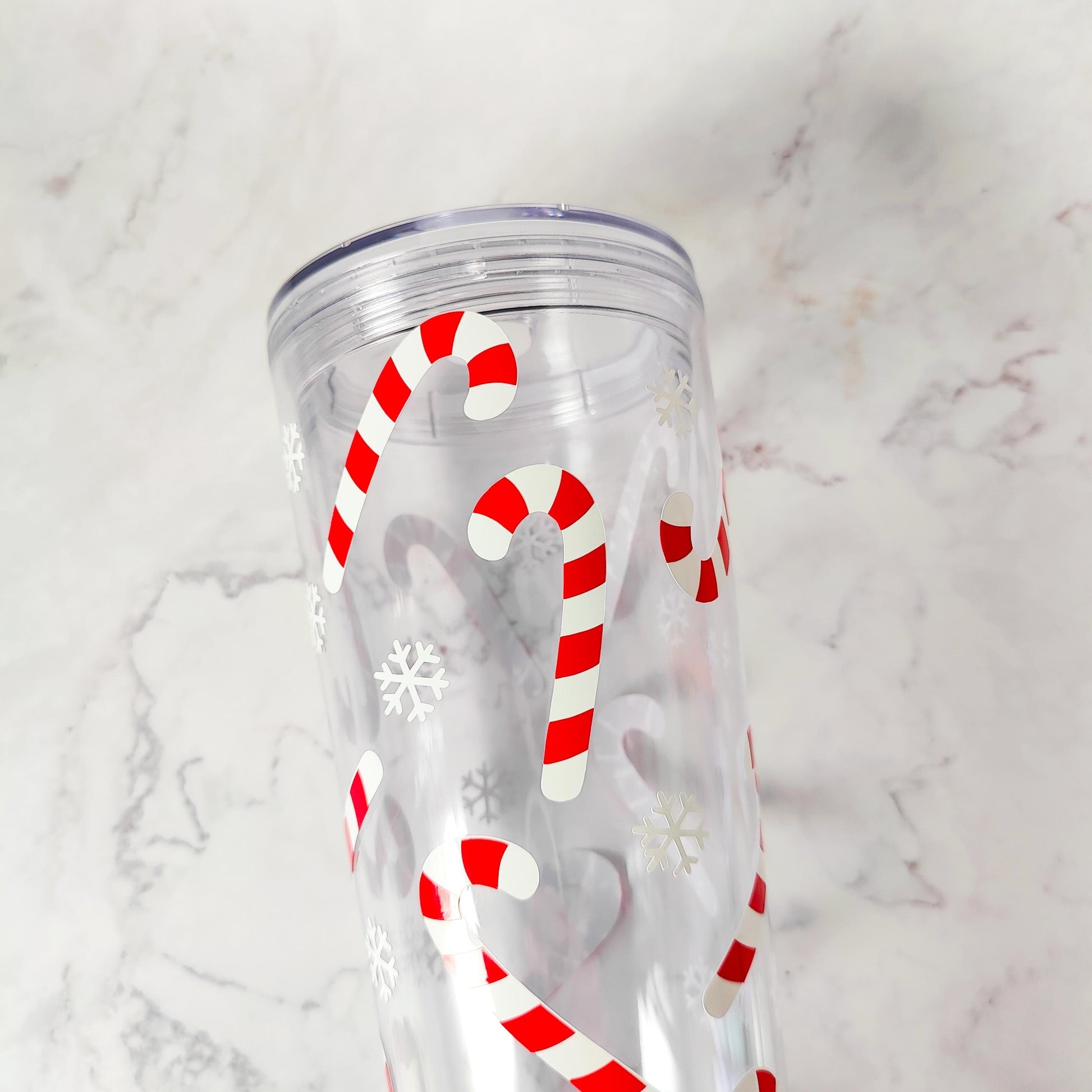 Candy Canes 24oz Acrylic Tumbler, Cute Candy Cane Cup, Christmas Present, Reusable Cup with Straw, Stocking Stuffer, Holiday Gift