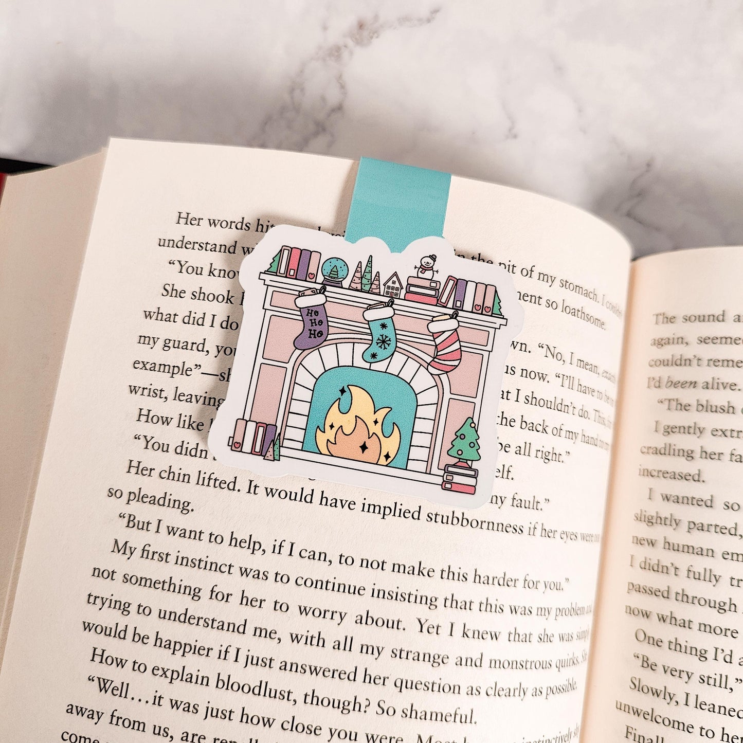 Christmas Fireplace Magnetic Bookmark, Bookish Water Resistant Bookmark, Christmas Page Marker, Winter Cozy Bookworm Gift
