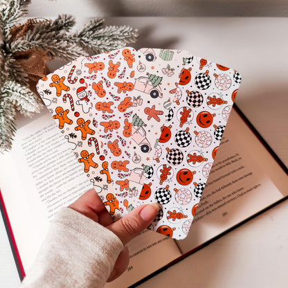 Christmas Bookmark Set, Double Sided Laminated Paper Bookmark, Holiday Page Marker, Cute Book Accessory, Christmas Bookish Gift