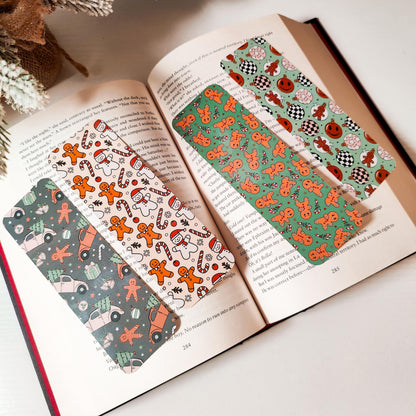 Christmas Bookmark Set, Double Sided Laminated Paper Bookmark, Holiday Page Marker, Cute Book Accessory, Christmas Bookish Gift