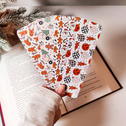 Christmas Bookmark Set, Double Sided Laminated Paper Bookmark, Holiday Page Marker, Cute Book Accessory, Christmas Bookish Gift