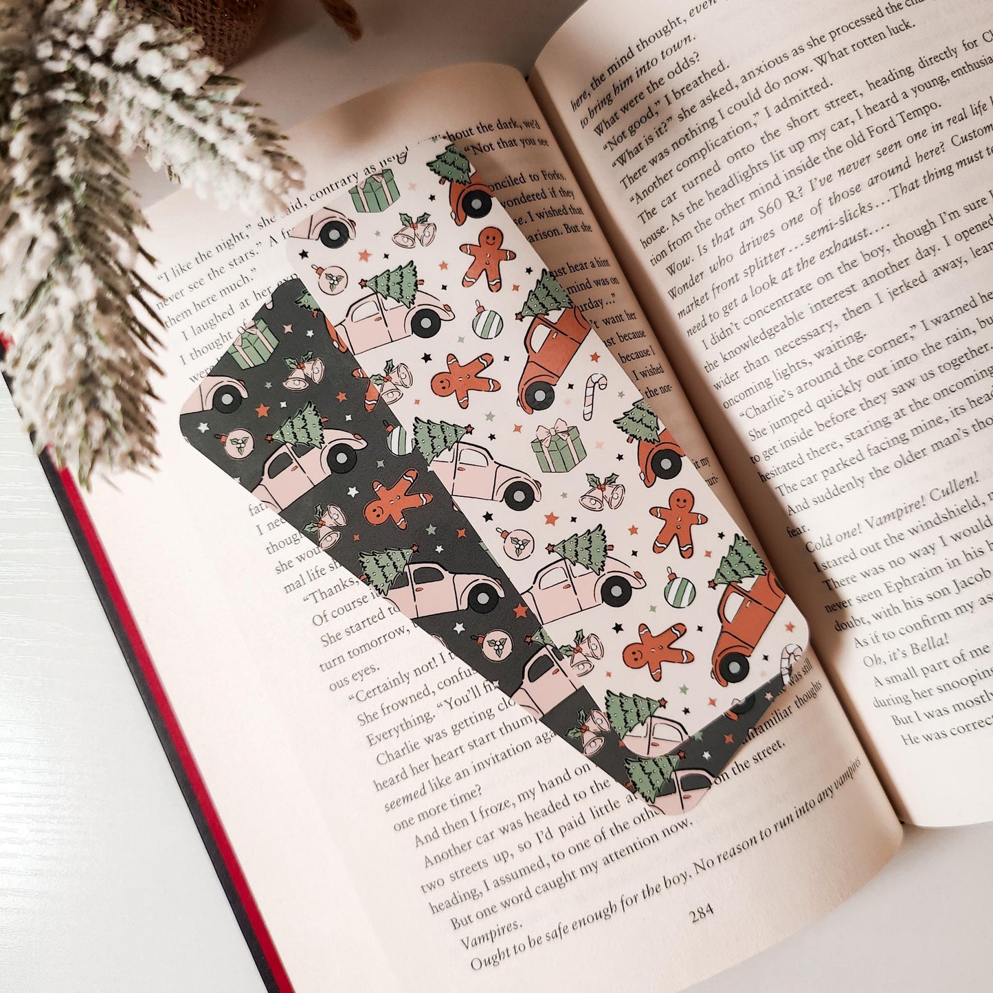 Christmas Bookmark Set, Double Sided Laminated Paper Bookmark, Holiday Page Marker, Cute Book Accessory, Christmas Bookish Gift