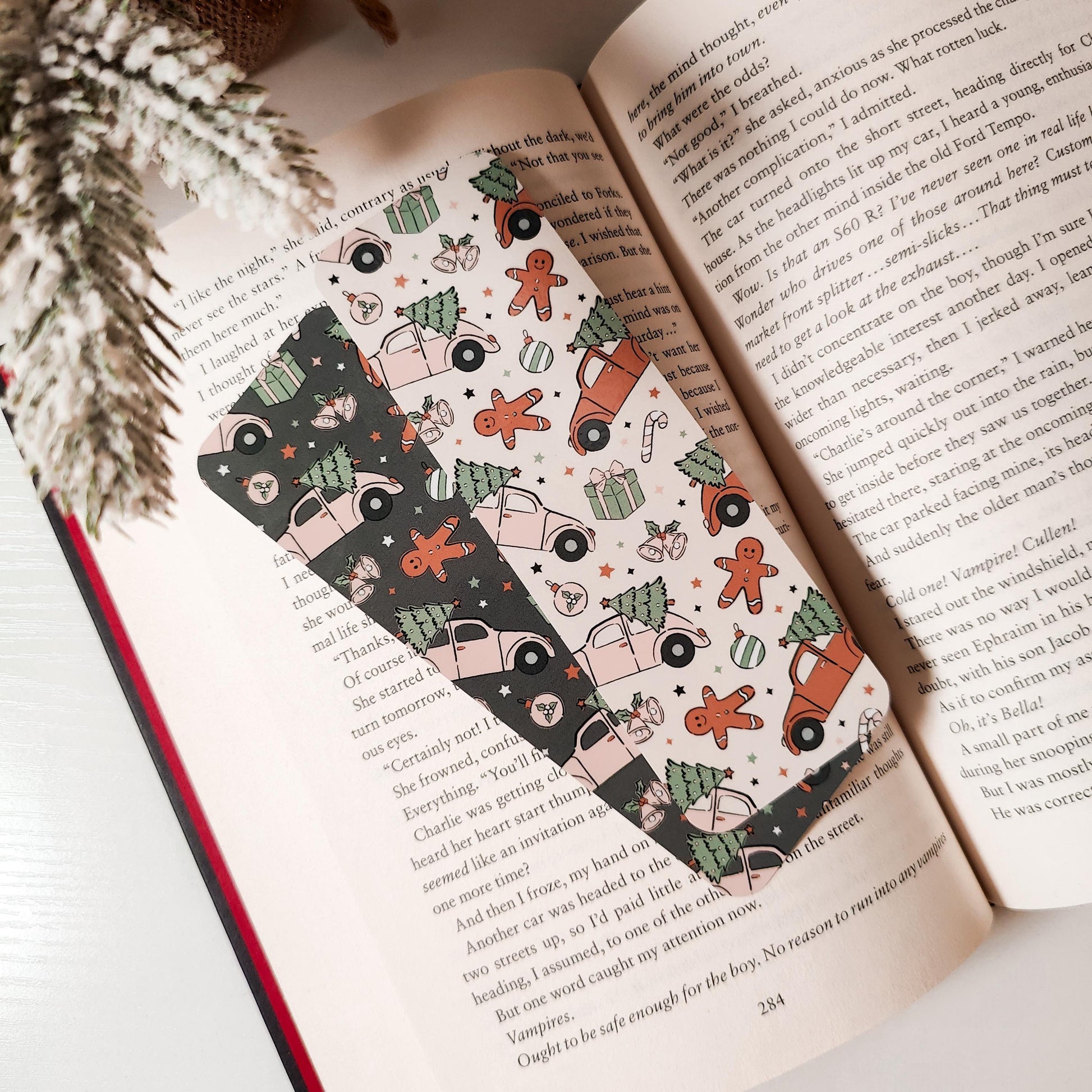 Christmas Bookmark Set, Double Sided Laminated Paper Bookmark, Holiday Page Marker, Cute Book Accessory, Christmas Bookish Gift