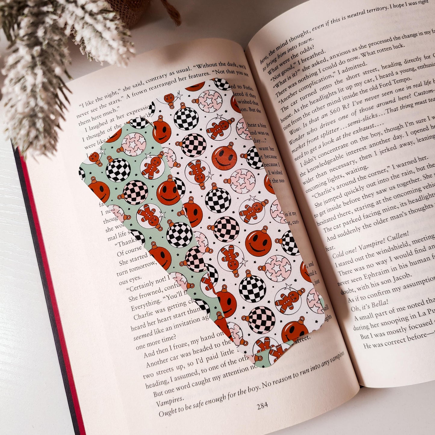 Christmas Bookmark Set, Double Sided Laminated Paper Bookmark, Holiday Page Marker, Cute Book Accessory, Christmas Bookish Gift