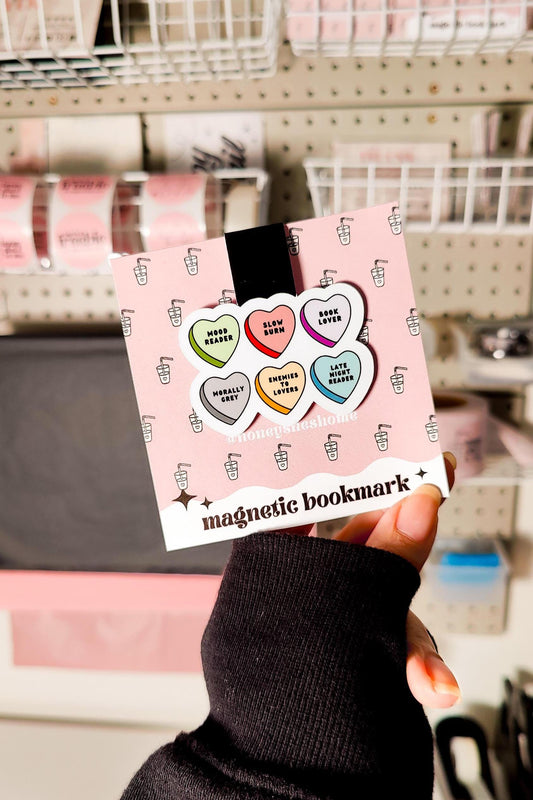 Bookish Conversation Hearts Magnetic Bookmark, Book Genres, Book Girlie, Water Resistant Bookmark, Bookworm Accessory Gift