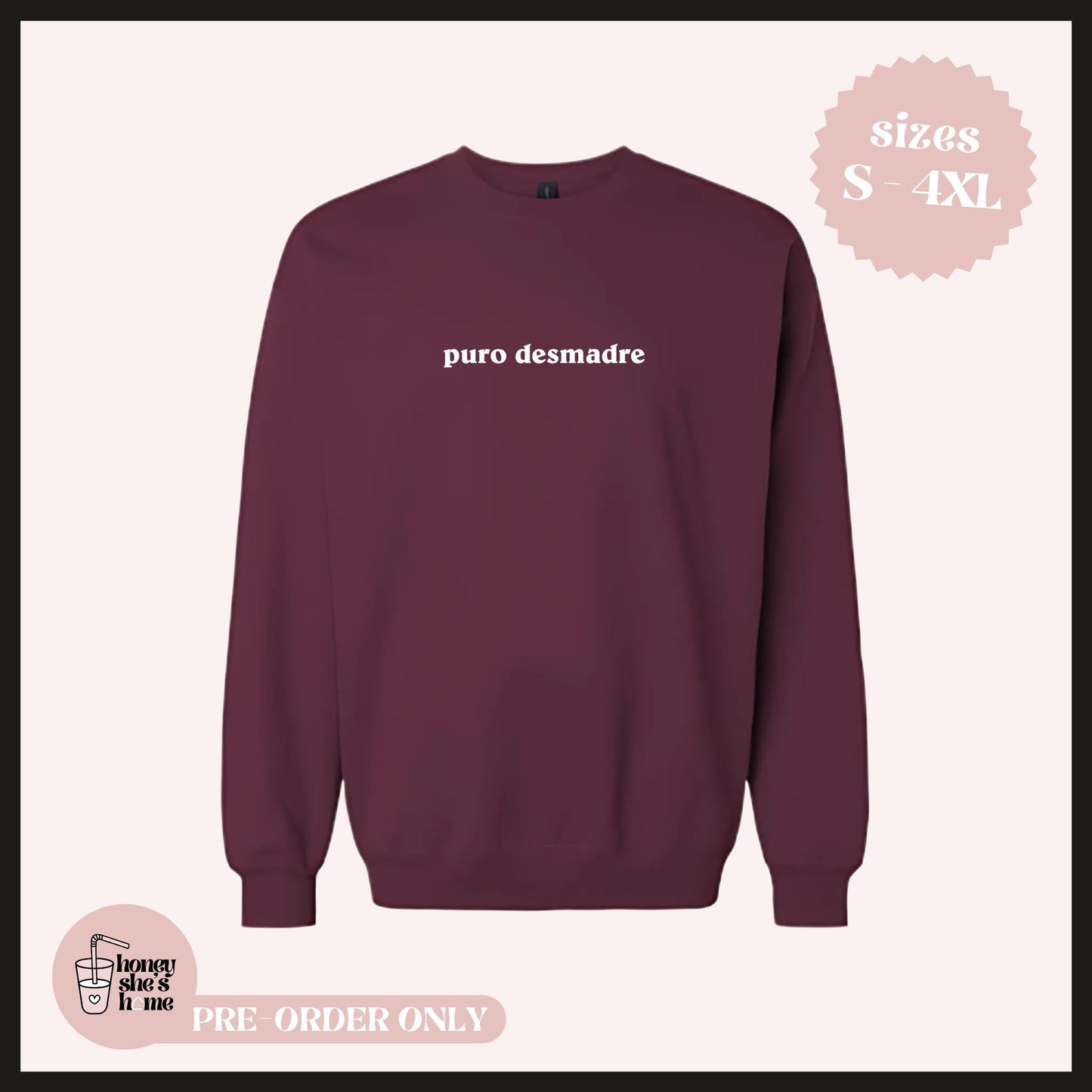 Puro Desmadre Crewneck, Funny Sarcastic Sweater, Minimalist Spanish Saying, A Fucking Mess, Streetwear Fashion, Relatable Gift