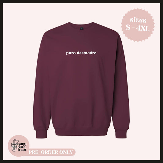 Puro Desmadre Crewneck, Funny Sarcastic Sweater, Minimalist Spanish Saying, A Fucking Mess, Streetwear Fashion, Relatable Gift