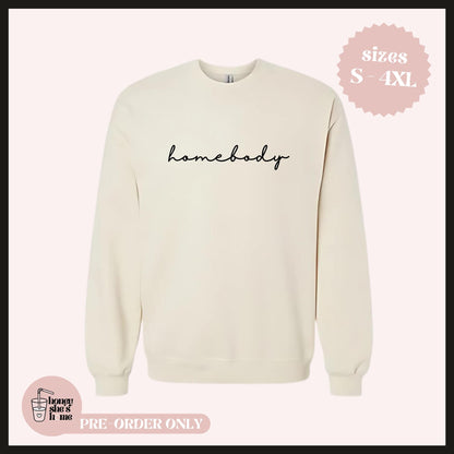 Homebody Crewneck, Cozy Introvert Sweater, Minimalist Casual Soft Cotton, Stay At Home Comfy Lougewear, Cute Gift for Introverts