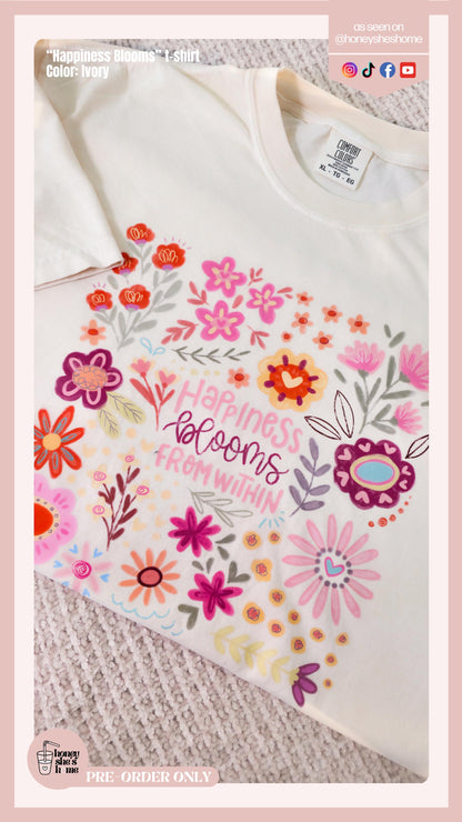 Happiness Blooms From Within Crewneck, Floral Sweatshirt, Cute Positive Sweater, Mental Health Inspiration, Uplifting Comfy Gift
