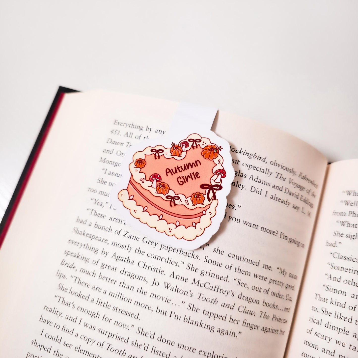 Autumn & Horror Magnetic Bookmarks, Bookish Water Resistant Bookmark, Halloween Page Marker, Trendy Cake Bookworm Gift
