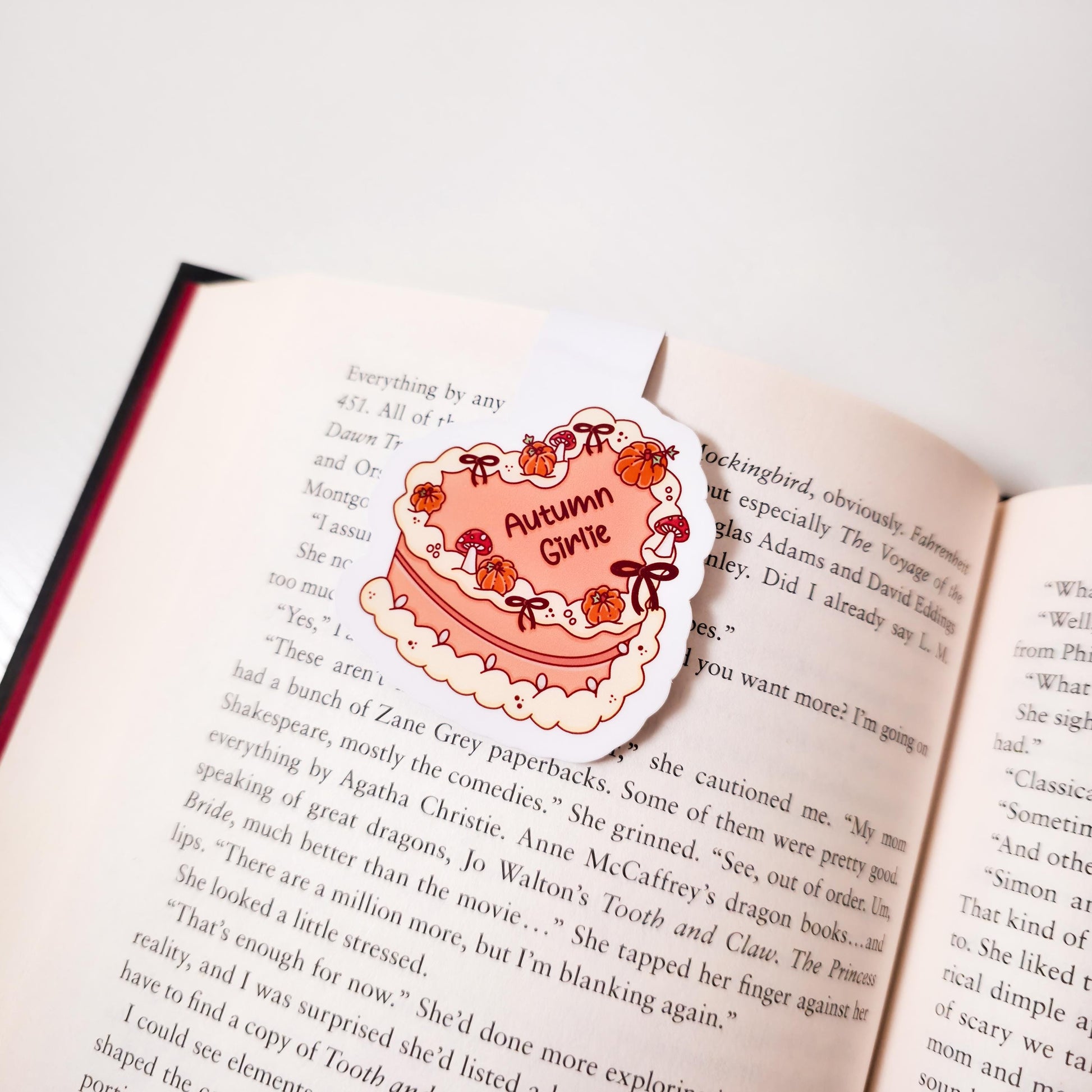 Autumn & Horror Magnetic Bookmarks, Bookish Water Resistant Bookmark, Halloween Page Marker, Trendy Cake Bookworm Gift