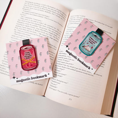Bookish Soda Set Magnetic Bookmarks, Water Resistant Bookmark, Page Marker, Favorite Tropes, Reading Genres, Soda Pop Lover, Bookworm Gift