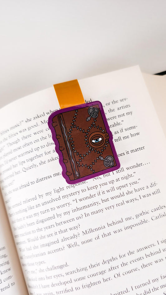 Spell Book Magnetic Bookmark, Bookish Water Resistant Bookmark, Halloween Page Marker, Spooky Witches Bookworm Gift