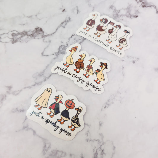 Just A Spooky Goose Holographic Sticker, Water Resistant, Halloween Costume Farm Animals, Trick or Treat Silly Gooses, Spooky Lover Gift