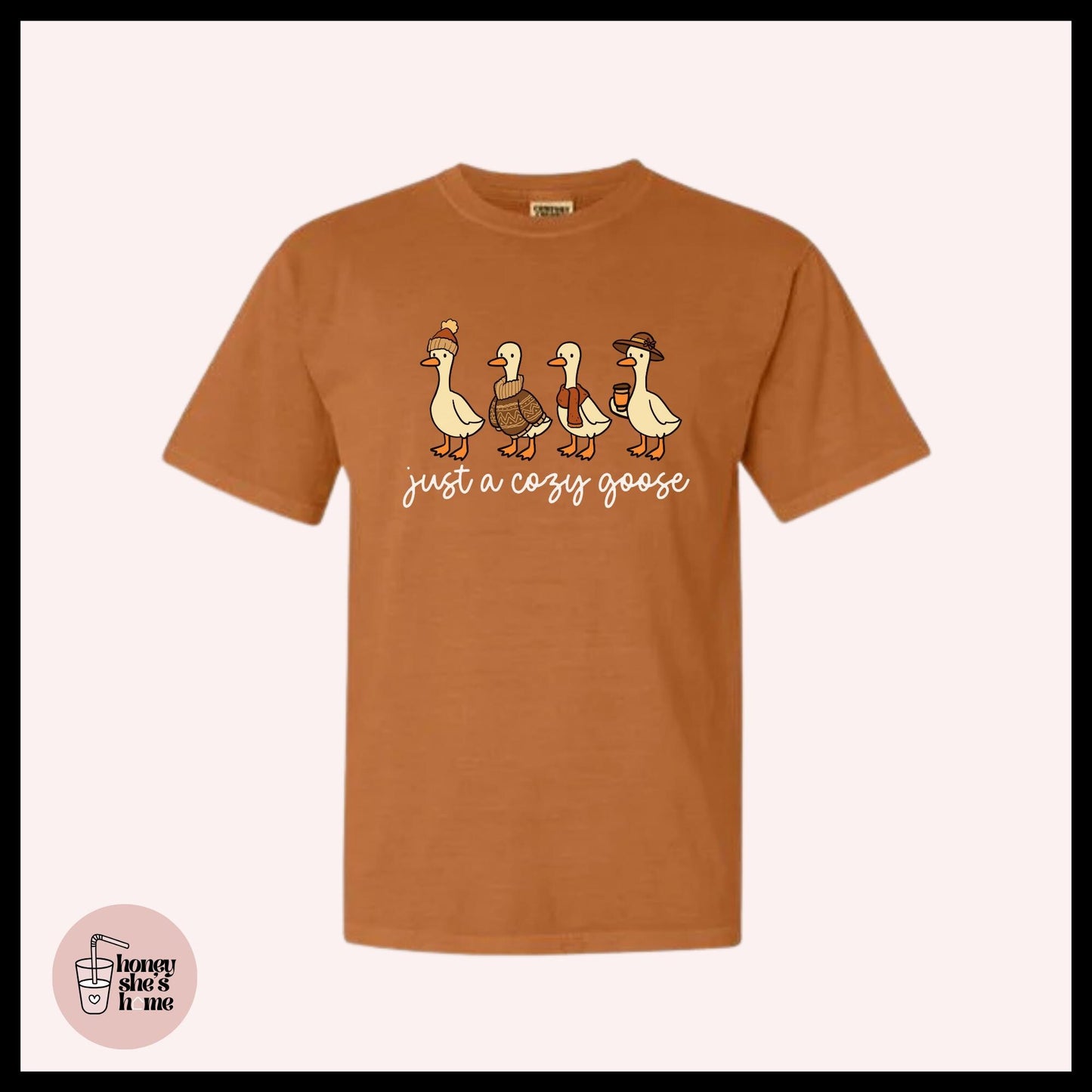 Just A Cozy Goose T-shirt, Autumn Animal Lover Shirt, Cute Casual Soft Cotton Tee, Falloween Comfy Top, Farm Animals, Fall Season Gift