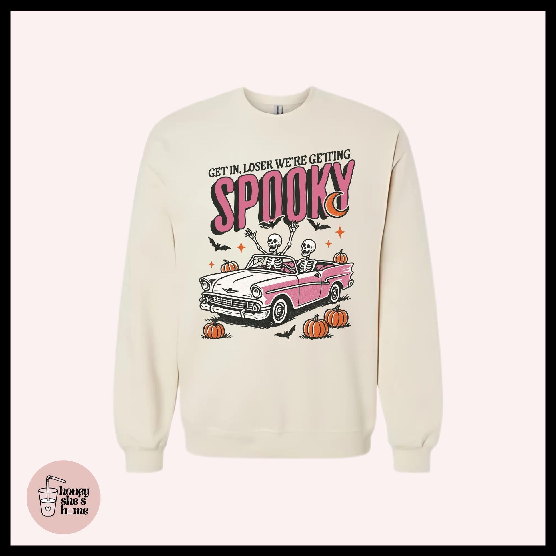 Get In Loser We're Getting Spooky Crewneck, Skelly Sweater, Cute Coffee Lover Sweatshirt, Comfy Fleece Soft Crew, Spooky Seasonal Gift