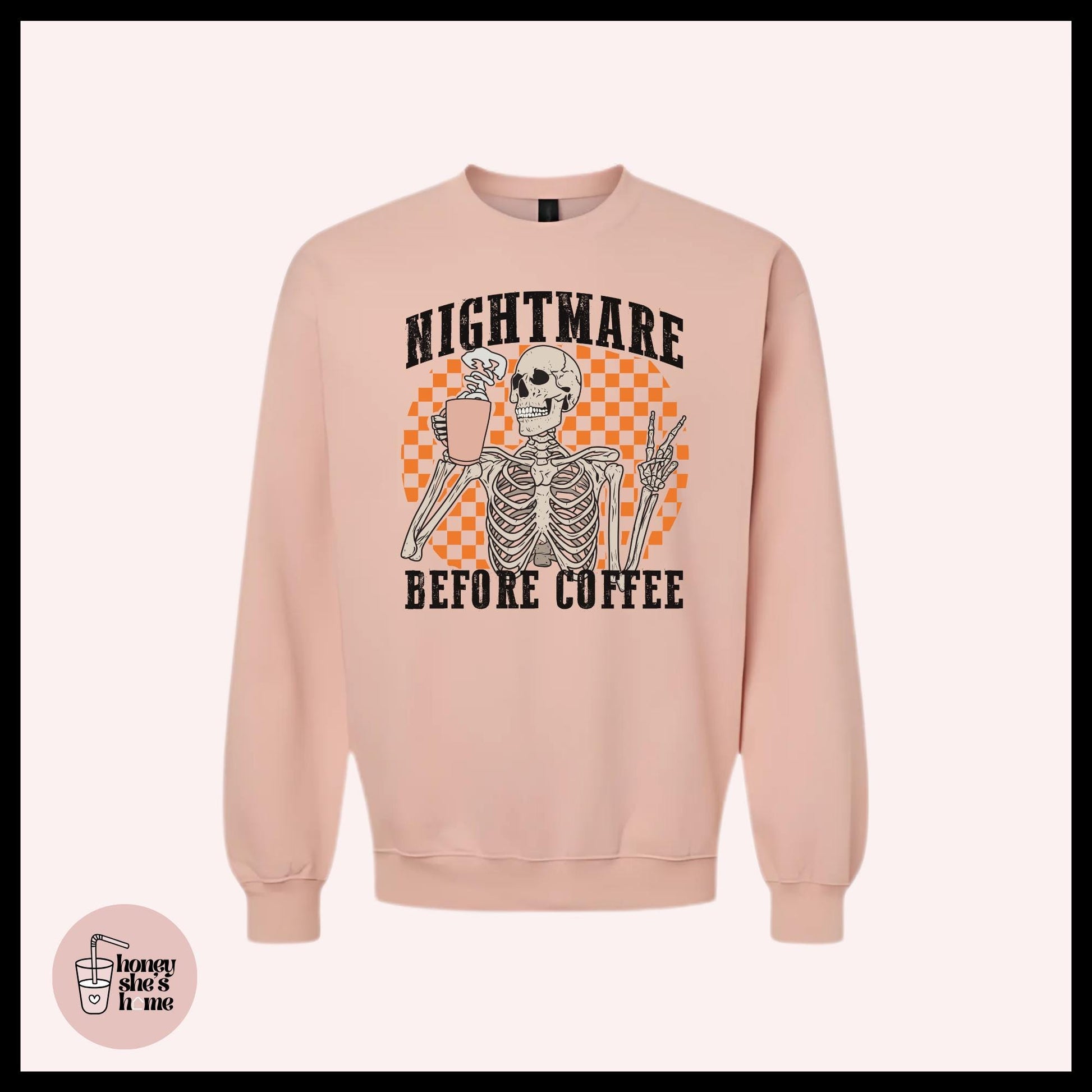 Nightmare Before Coffee Crewneck, Skelly Sweater, Cute Coffee Lover Sweatshirt, Comfy Fleece Soft Crew, Spooky Seasonal Gift