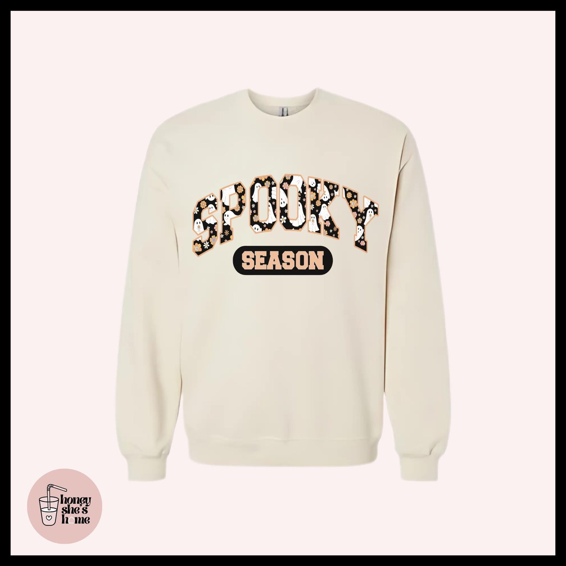 Spooky Season Crewneck, Halloween Sweater, Cute Floral Ghost Sweatshirt, Comfy Fleece Soft Crew, Spooky Seasonal Gift