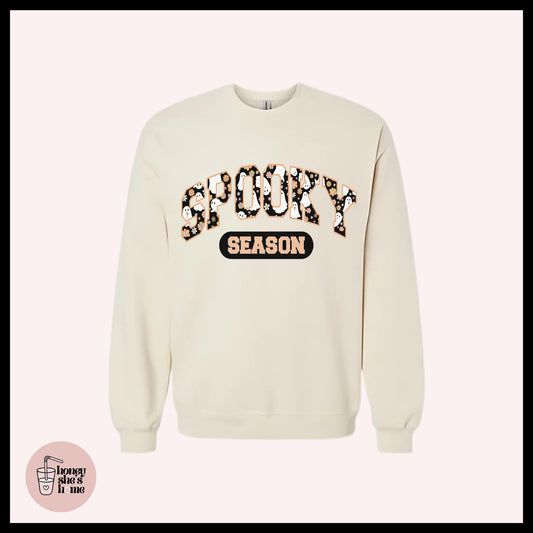 Spooky Season Crewneck, Halloween Sweater, Cute Floral Ghost Sweatshirt, Comfy Fleece Soft Crew, Spooky Seasonal Gift