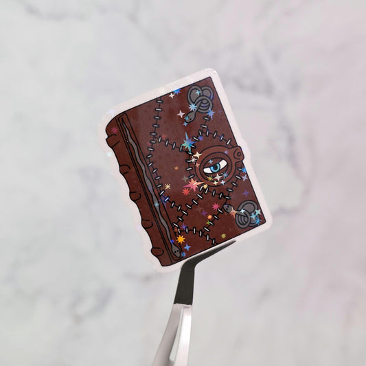 Spell Book Holographic Sticker, Bookish Water Resistant, Trendy Halloween, Spooky Witches Bookworm Gift