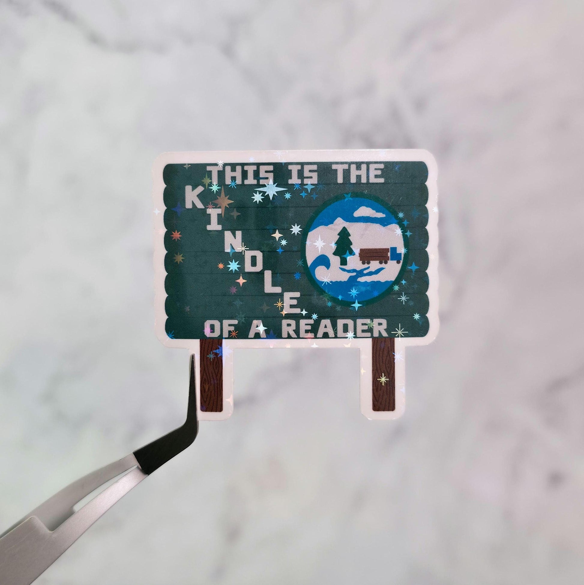 This Is A Kindle Of A Reader Holographic Sticker, Trendy Water Resistant, Trendy Fall, Vampire Fangirl, Bookworm Gift